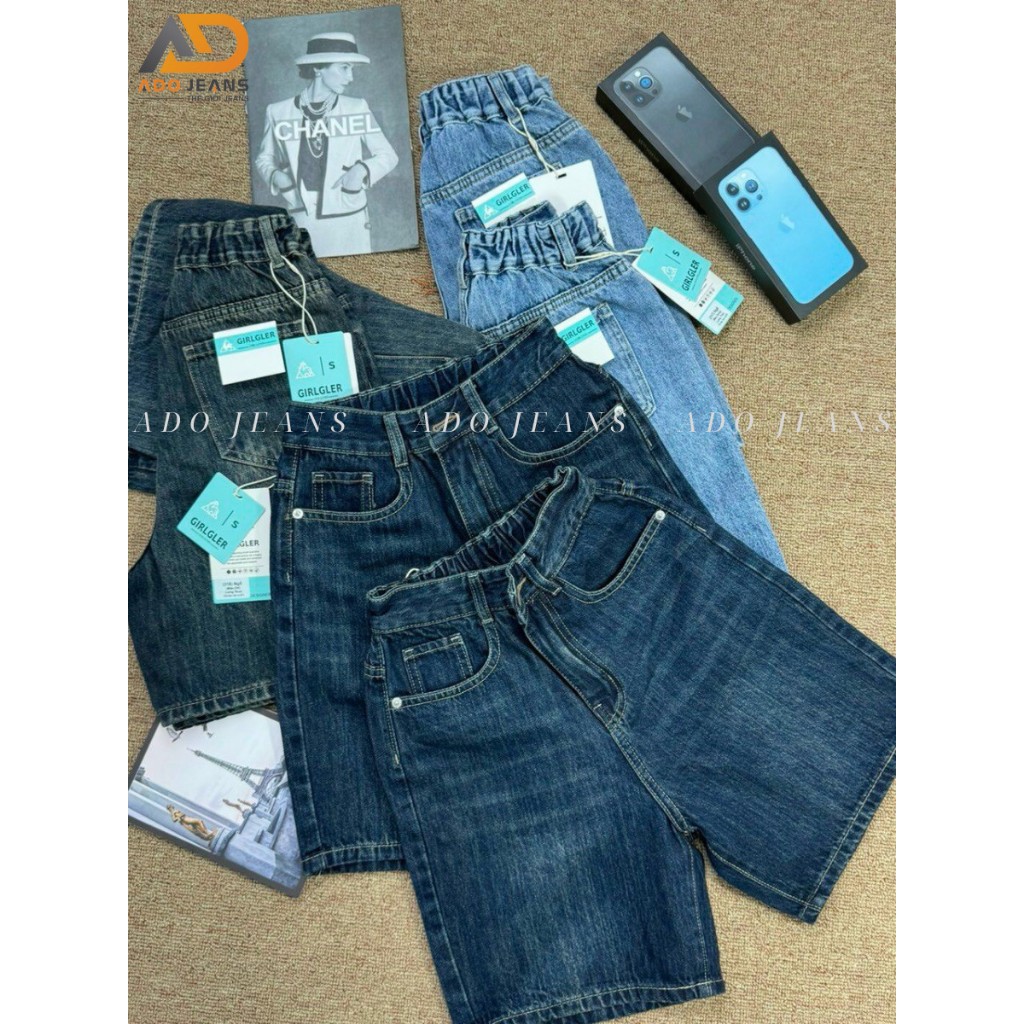 Quần short Jeans lững nữ cạp chun basic chuẩn form tôn dáng -chất Jeans bò dày mịn đẹp có bigsize (M