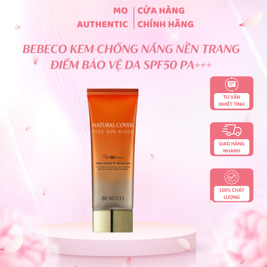 BEBECO Kem chống nắng nền trang điểm bảo vệ da SPF50 PA+++ NATURAL COVER FACE SUN BLOCK