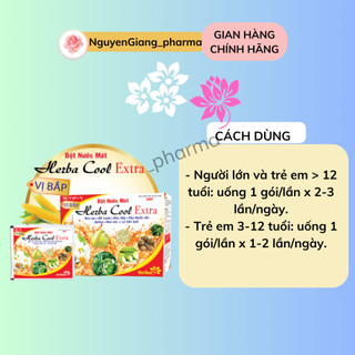 (1 hộp) Bột nước mát Herba Cool Extra vị bắp Hộp 10 gói - Hỗ trợ thanh nhiệt, tiểu buốt, rôm sảy