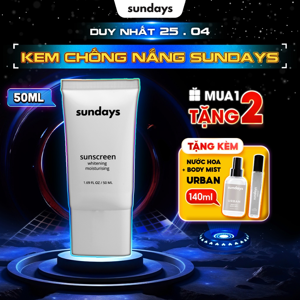 Kem Chống Nắng cho Nam Sundays da dầu mụn và da nhạy cảm SPF 30+ 50g