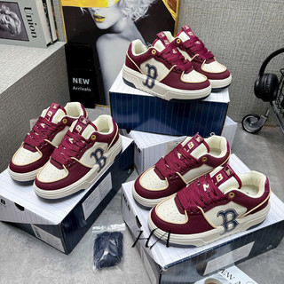 Giày thể thao mlb sneaker màu đỏ đô cao cấp nhẹ êm ( hàng sẵn). Giày thể thao chuẩn đẹp fullbox túi giấy