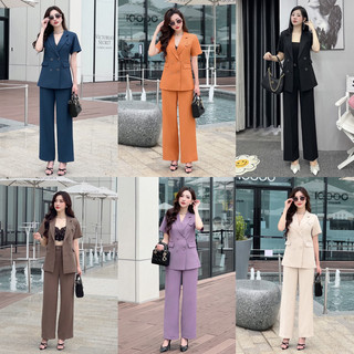 Bộ vest blazer, bộ vest nữ công sở, áo vest dáng dài chiết eo kết hợp cùng quần suông cao cấp