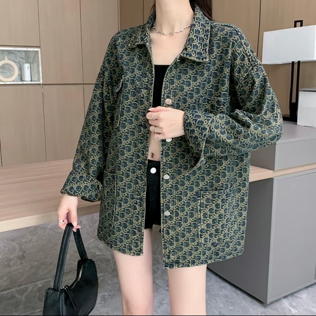 Áo khoác ngoài, áo denim họa tiết dior phong cách cổ điển | BigBuy360 - bigbuy360.vn