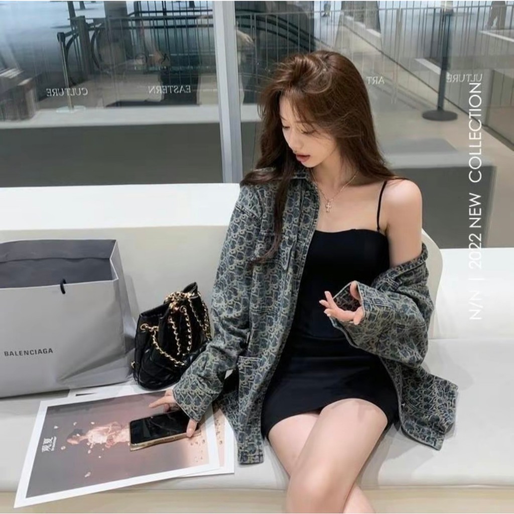Áo khoác ngoài, áo denim họa tiết dior phong cách cổ điển | BigBuy360 - bigbuy360.vn