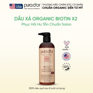 DẦU XẢ HỮU CƠ GIÚP PHỤC HỒI TÓC HƯ TỔN BIOTIN 2X PROFESSIONAL GRADE PURA DOR 473ML ORGANIC