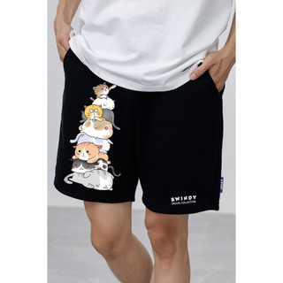 Quần Thun Ngố Nam Mèo02~ Local Brand Bwindy Short Nỉ Đùi Dày Dặn Có Túi Kèm Dây Rút