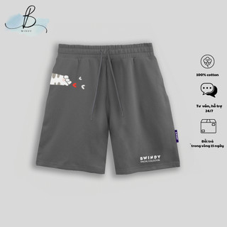 Quần Thun Ngố Nam Mèo03~ Local Brand Bwindy Short Nỉ Đùi Dày Dặn Có Túi Kèm Dây Rút