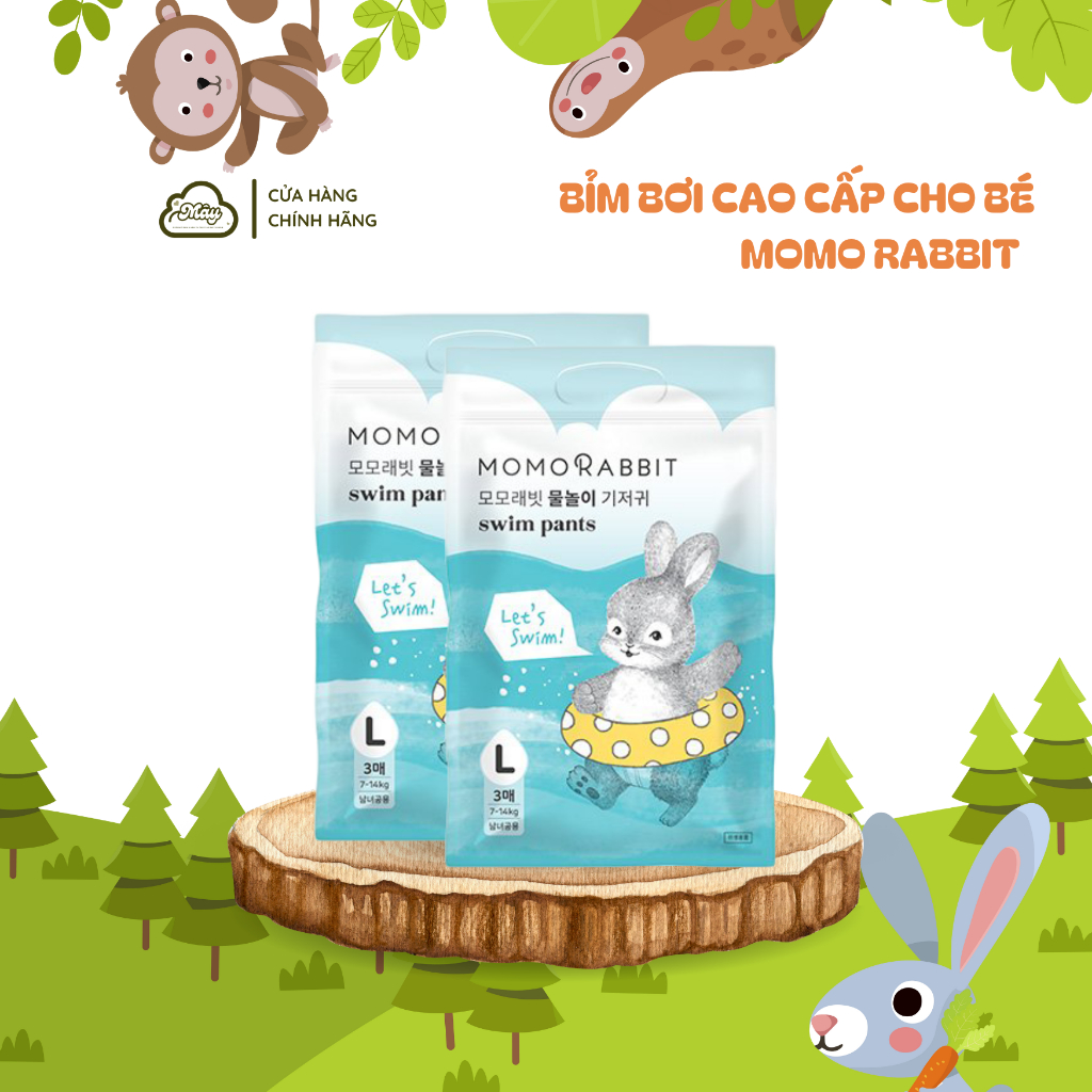 Bỉm quần bơi Momo Rabbit Hàn Quốc ngăn nước biển thấm, chống trào tuyệt đối cho bé 2 size L/XL