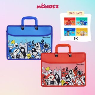 Cặp học thêm 3 ngăn classmate hai quai xách, thiết kế doodle, cho bé thoải mái để đồ dùng học tập và sách vở cl-sb121