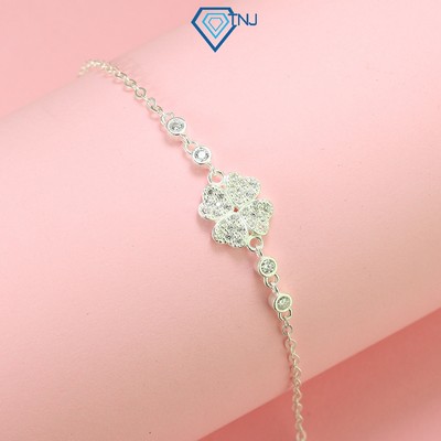 Vòng tay nữ bạc cỏ 4 lá đính đá trang sức bạc cao cấp 925 đi tiệc LTN0386 - Trang Sức TNJ