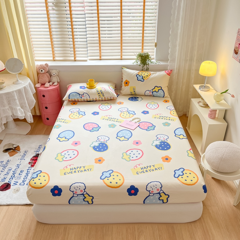 Bộ Ga Gối Cotton 100% Mịn Decor Hoạ Tiết Dễ Thương Thoáng Mát Bo Chun Đệm 1m2 1m4 1m6 1m8 2m 2m2