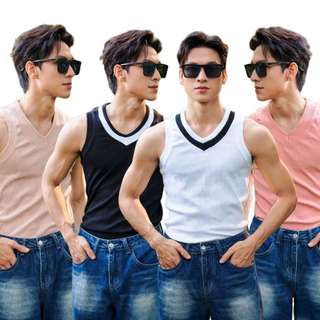 Áo Thun Tanktop Ba Lỗ Cổ Tim Form Body Cotton Tăm Gân Thương Hiệu Mr Twins