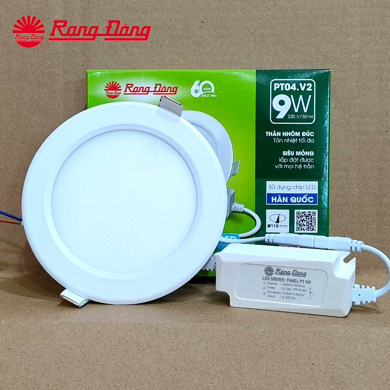 Đèn LED Panel Âm Trần Tròn 110/9W Rạng Đông