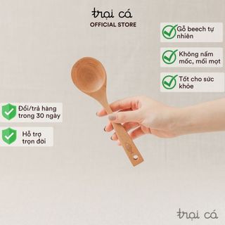 Muỗng canh , muôi múc canh gỗ beech 20cm dùng để xưới cơm múc canh an toàn cho sức khỏe , than thiện cho gia đình