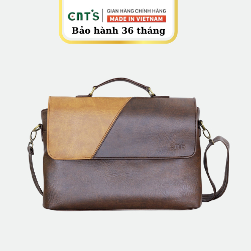 Cặp xách công sở unisex CNT CA17 nâu cao cấp