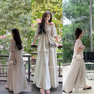 Sét áo bèo trễ vai + chân váy ( trước bảng sau thun)