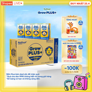 Thùng Sữa Bột Pha Sẵn GrowPLUS+ Sữa Non Tăng Đề Kháng 110ml -  (48 Hộp x 110ml)