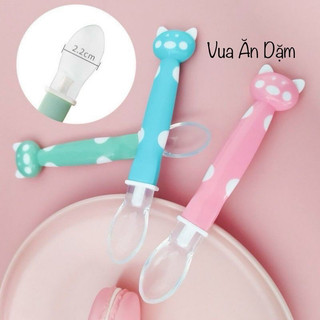 Thìa ăn dặm silicon siêu mềm an toàn cho bé thìa silicon hình mèo