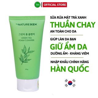 Sữa Rửa Mặt Trà xanh Làm sạch dưỡng ẩm The Nature Book thuần chay Hàn Quốc cho mọi loại da dầu, nhạy cảm tuýp 150g