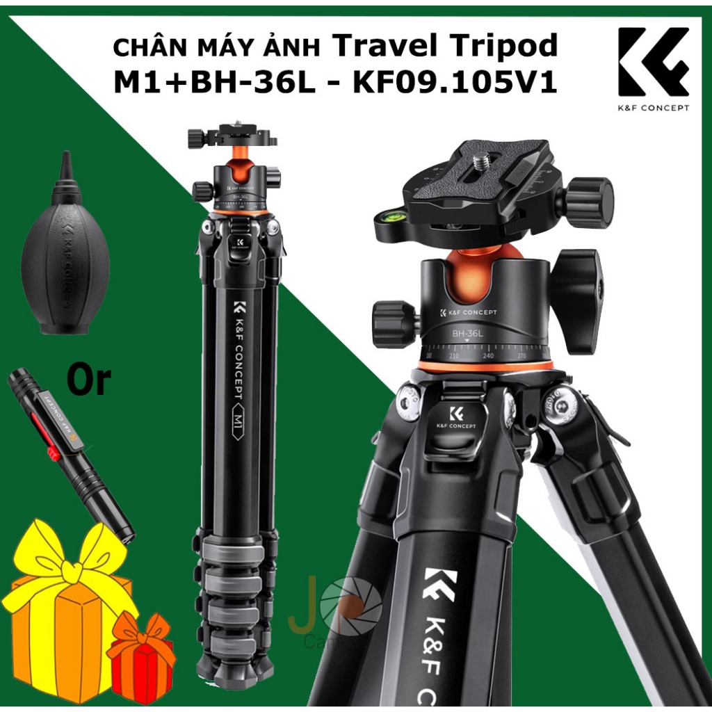 Chân máy ảnh K&F Concept Compact Travel Tripod M1+BH-36L - KF09.105V1