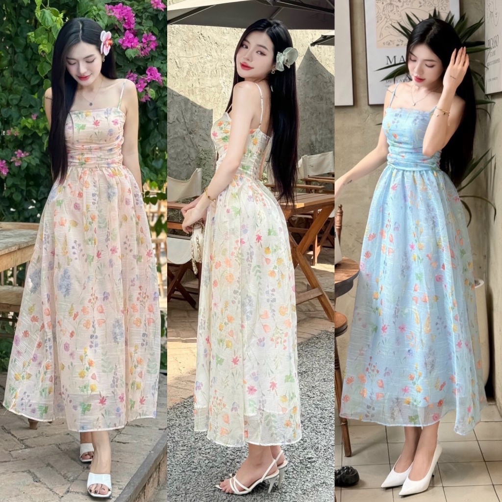 ĐẦM MIDI HOA HAI DÂY