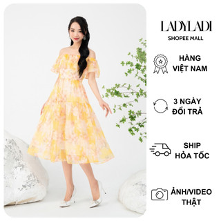 Váy hoa trễ vai LADYLADI 2 tầng dáng dài 2 lớp, đi biển, đi du lịch DA223