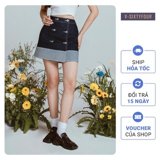 Chân Váy Chữ A Denim Gấp Lai. Denim Wrap Skirt V-SIXTYFOUR - 122WD1111F1990