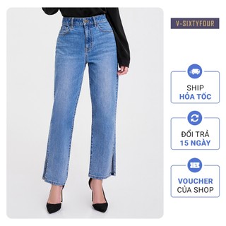 Quần Jeans Nữ Xẻ Lai Dáng Suông. Split Hem Straight Jeans V-SIXTYFOUR - 122WD2083F2950