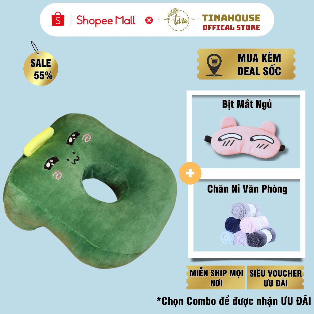 Gối Ngủ Văn Phòng Bông Gòn Cao Cấp 33x24x12cm Giúp Thông Hơi Không Tê Tay - Gối Văn Phòng Gối Nằm Ngủ Đa Năng Tiện Lợi