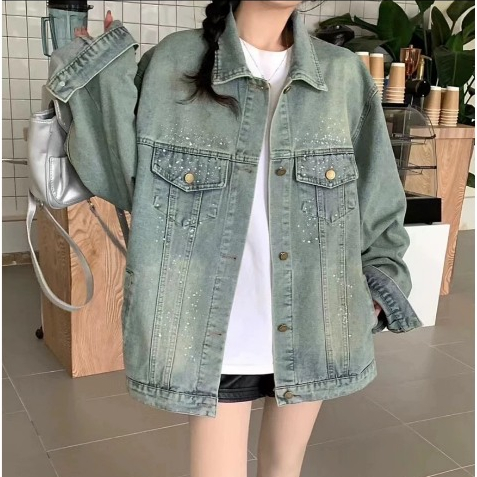 Áo khoác jean, áo khoác ngoài denim họa tiết Chà neo cao cấp hàng QC loại 1 | BigBuy360 - bigbuy360.vn