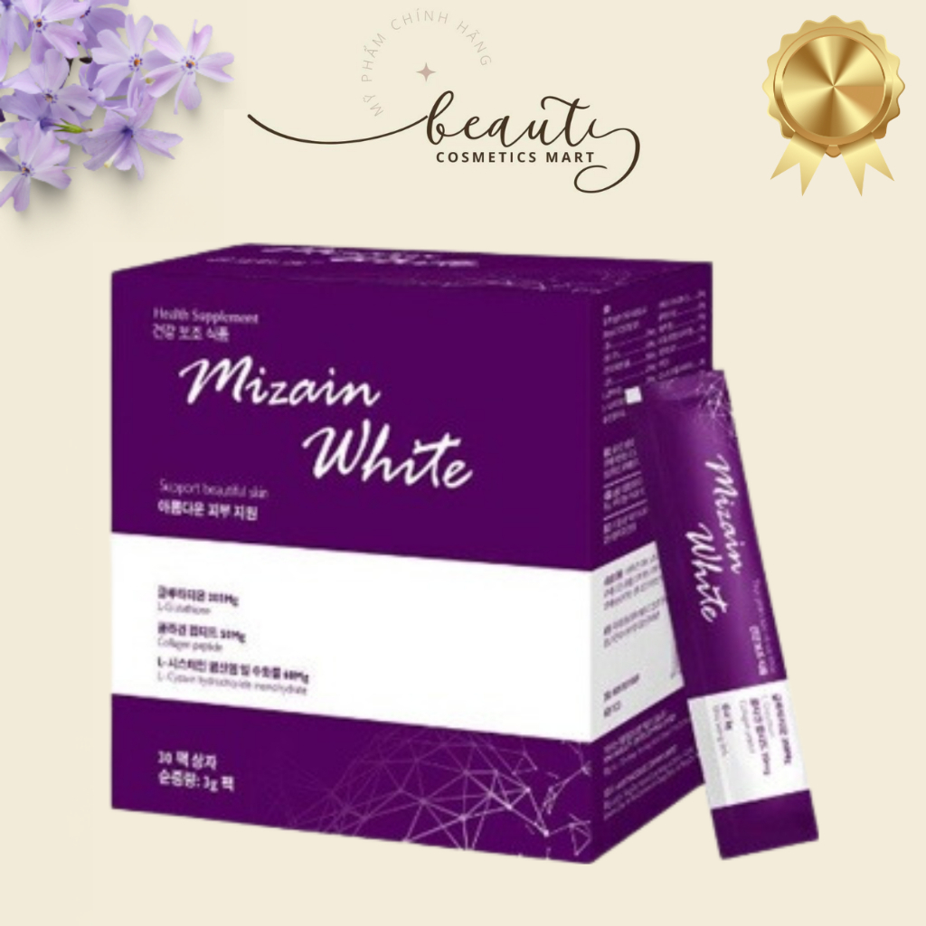 Bột uống hỗ trợ làm sáng tái tạo làn da Mizain White Hàn Quốc hộp lẻ 3 gói