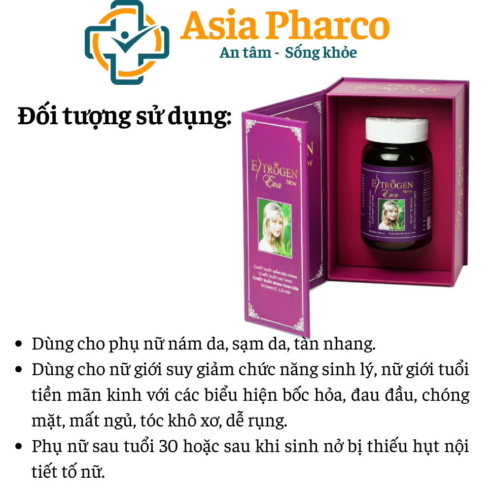 Estrogen Eva New - Khoẻ Nội Tiết, Sáng Làn Da - Hộp 30 Viên