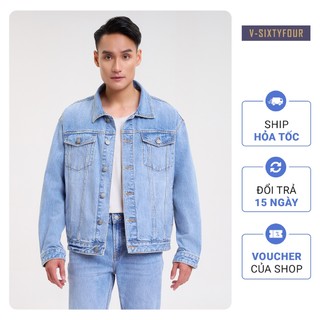 Áo Khoác Denim Nam Dáng Rộng Màu Xanh Sáng. Sky Blue Oversized Denim Jacket V-SIXTYFOUR- 122MD4044B1930