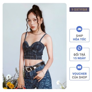 Áo Hai Dây Denim Màu Xanh Royal - Royal Blue Denim Bra V-SIXTYFOUR- 122WD1017F1990