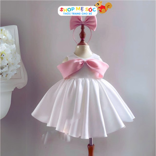 Đầm váy công chúa phối nơ trễ vai váy dự tiệc sinh nhật cho bé gái 8-34kg