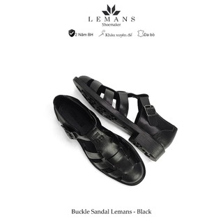 Buckle Sandal Lemans - Black - Dép rọ Da bò - đế Mckay cao 2.2cm bảo hành chính hãng 24 tháng