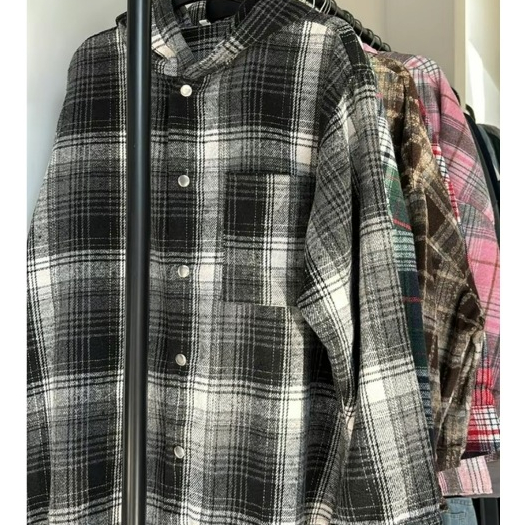 Áo khoác ngoài, áo sơ mi kẻ sọc caro Flannel tay dài có mũ form rộng nam nữ unisex | BigBuy360 - bigbuy360.vn