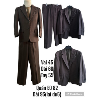 ♥️Set Vest Bộ VintageNam Nâu lỗi phần xẻ tà sau xíu nên sale 2hands