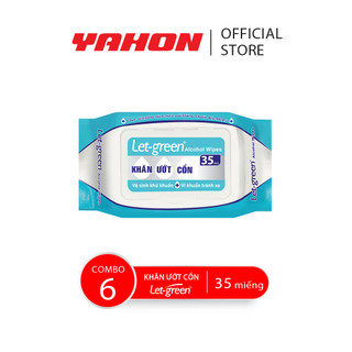 Combo 6 bao khăn ướt cồn let-green, 35 miếng/bao