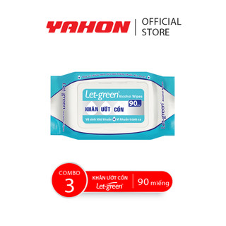 Combo 3 bao khăn ướt cồn let-green, 90 miếng/bao