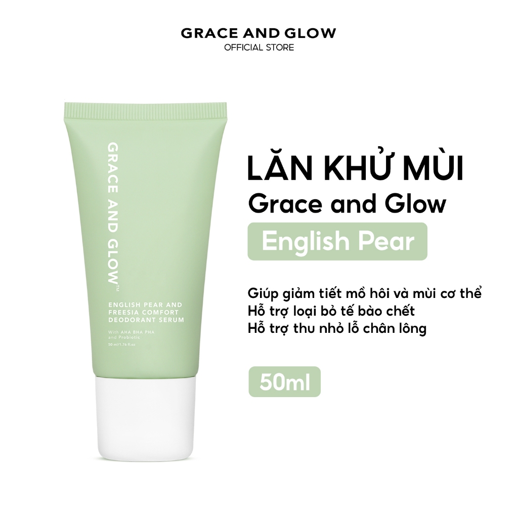 3 in 1 English Pear Combo Sữa tắm, Sữa dưỡng thể và Lăn khử mùi Grace and Glow 400ml + 300ml + 50ml