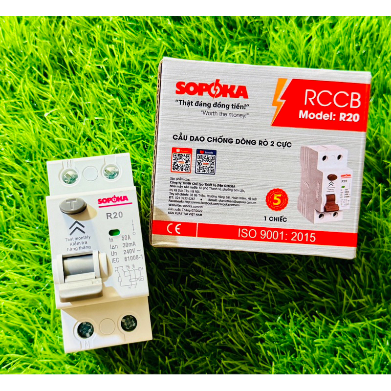 Aptomat chống rò điện, chống chạm RCCB (R20) Sopoka 32A/40A/50A/63A