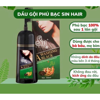 Sin hair - dầu gội phủ bạc sin hair - phủ bạc nhân sâm phủ đen phủ nâu tóc tự nhiên số 1 nhật bản chai 350ml và 500ml