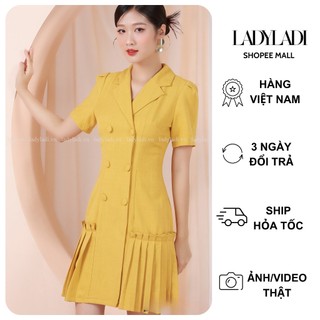 Đầm cổ vest công sở LADI đứng form chất liệu mềm mại DA074