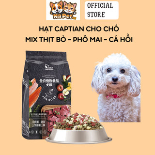  Thức ăn cho chó hạt Captain mix toping thịt bò cá hồi phomai cho chó nhỏ kén ăn-Napet88 