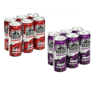 Lốc 6 lon nước tăng lực warrior thái vị dâu và vị nho 325ml