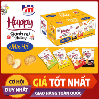 [Giá Rẻ Bất Ngờ] Thùng bánh mỳ nướng Happy MH 12 gói 4 vị