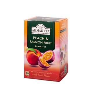 Trà Túi Lọc Peach & Passion Fruit - Trà  Đào & Chanh Dây - Trà Đen Ahmad Hộp Giấy Túi Lọc Bao Thiếc 40g (20 túi x 2g)