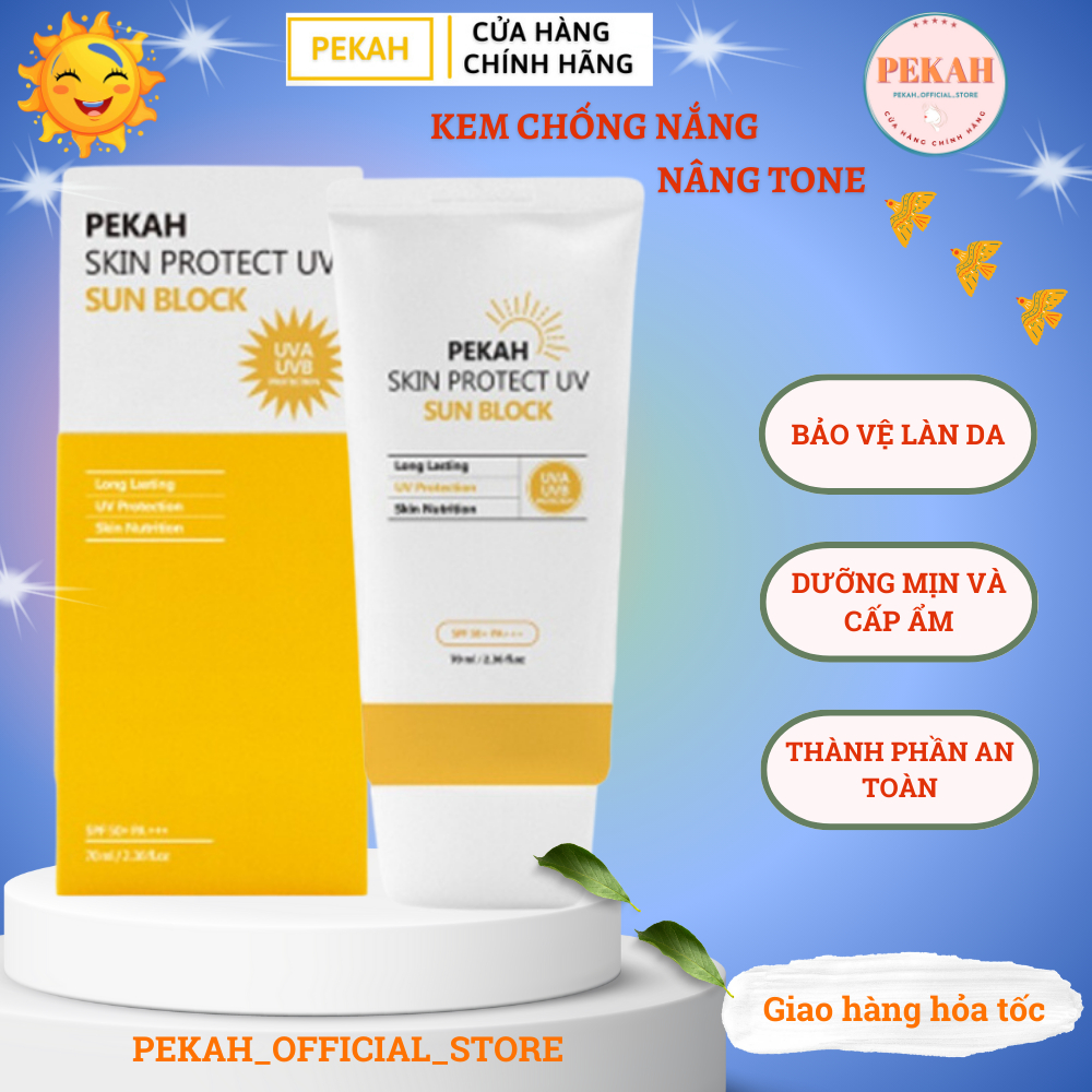 Kem Chống Nắng nâng tông hoàn hảo PeKah Hàn Quốc bảo vệ khỏi tia UV Skin Protect SPF 50+ PA+++