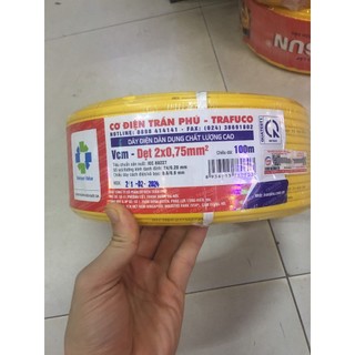 Cuộn 100m dây điện trần phú dây đôi mềm 2x0,75mm 2x1mm hàng chính hãng trafuco phương liệt lõi đồng 100% bh trọn đời